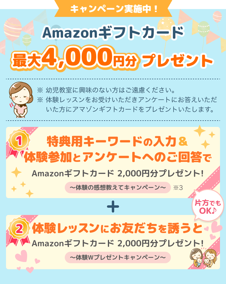 キャンペーン実施中！ Amazonギフトカード 最大4,000円分プレゼント