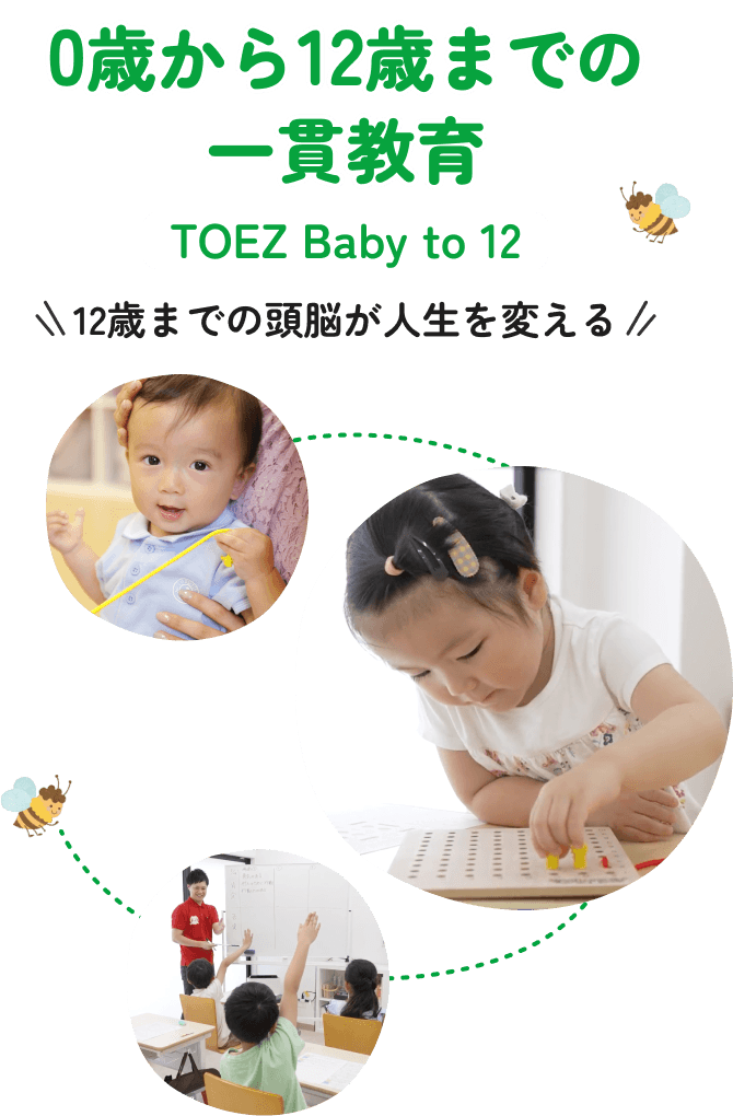 0歳から12歳までの一貫教育。TOEZ Baby to 12. 12歳までの頭脳が人生を変える