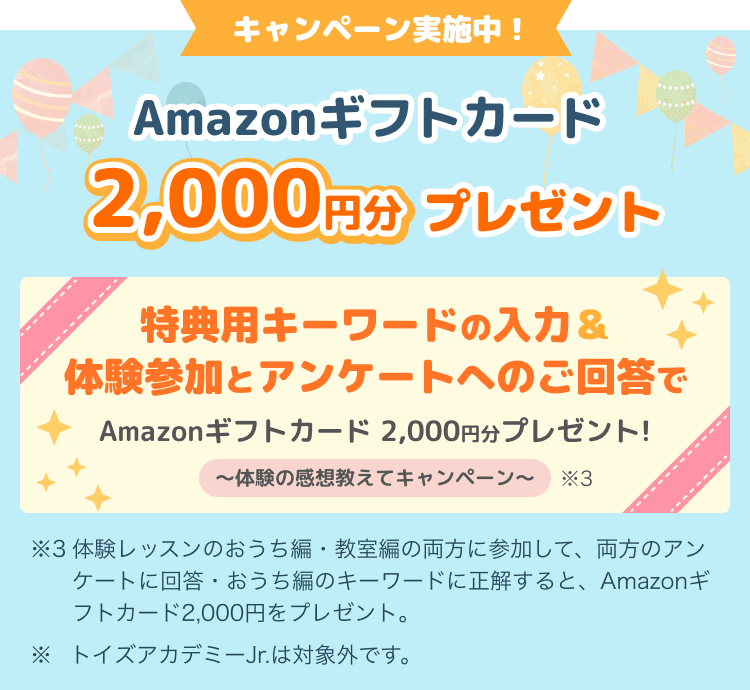 キャンペーン実施中! Amazonギフトカード 2,000円分プレゼント